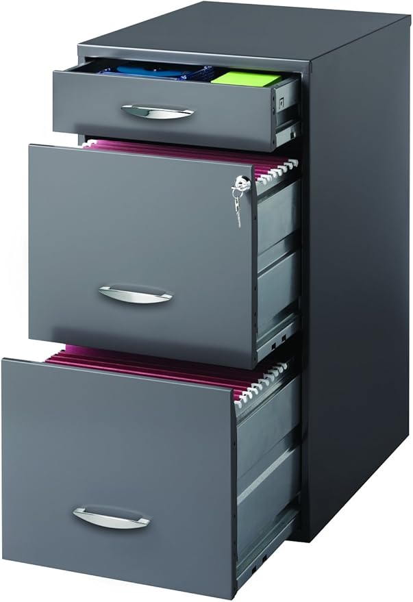 Commode De Bureau Verticale 4 Tiroirs En Métal - Rangement Pour Maison/bureau, à Monter Soi-même, Gris