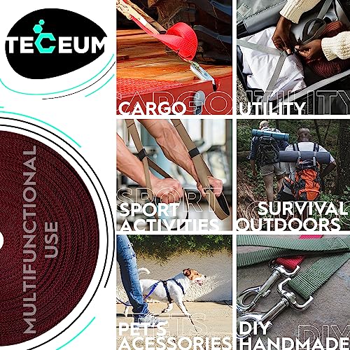 Image of TECEUM 3 /4 inch & 5 /8 inch & 1 inch & 1.5 inch & 2 inch Webbing - 10 25 50 Yards - 40+ Colors - Heavy Duty 1 Inch 1.5 Inch 2 Inch Backpack Straps - Webbing for Outdoors Indoors Crafting DIY