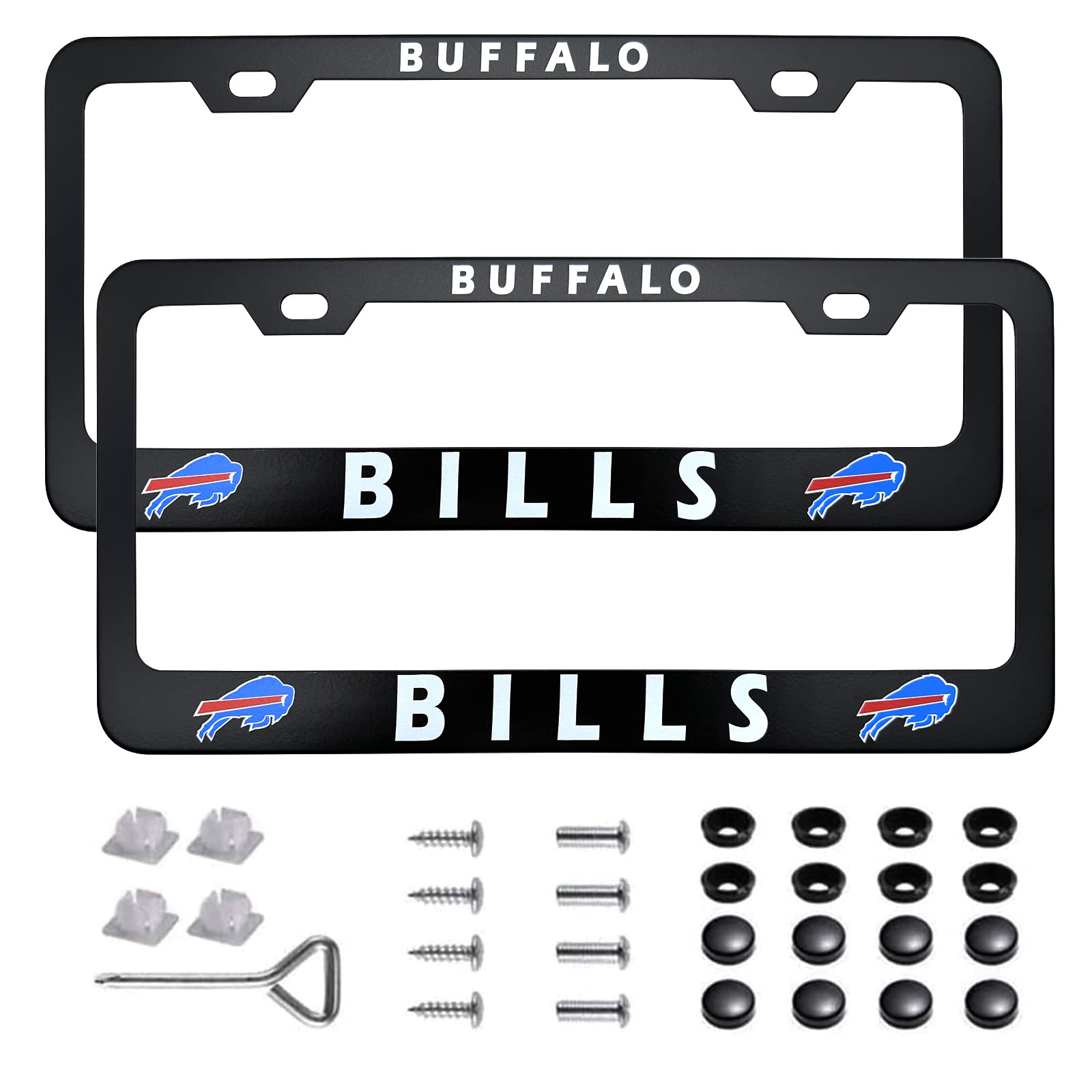 2Pcs of Bills Matte Black Aluminum Alloy License Plate Frames Fit for Suvs,Cars