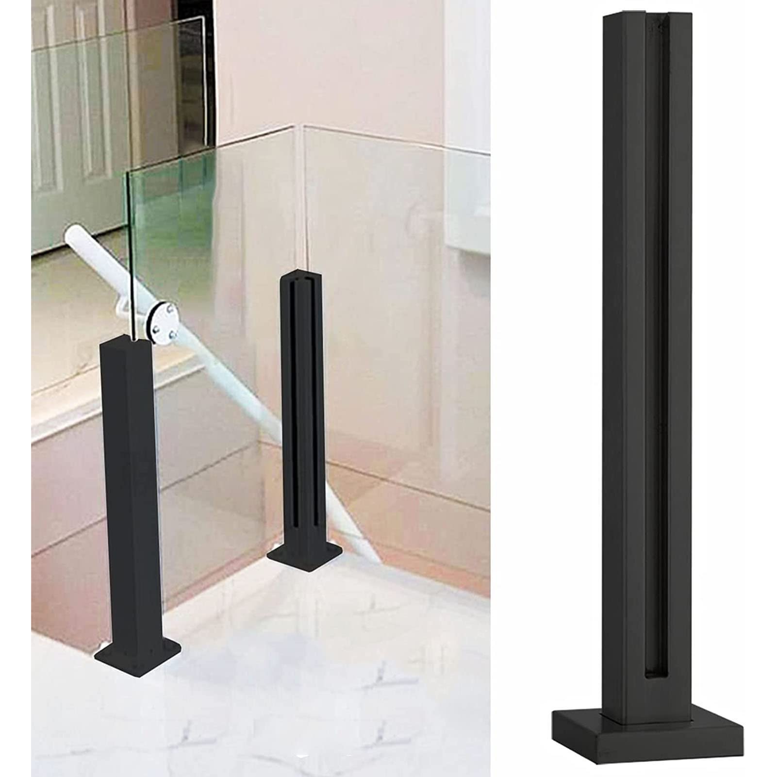 Paletto per ringhiera per Ponte Nero per Vetro 10/12 mm, Sistema di ringhiera per Ponte in Acciaio Inox, Pannelli di Recinzione in Vetro, Perfetto per Interni ed Esterni