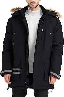 YGREYG Winter Jackets for Men Winter Coats Reflective Warm Water Resistant Hooded Work Utility Safety Outerwear