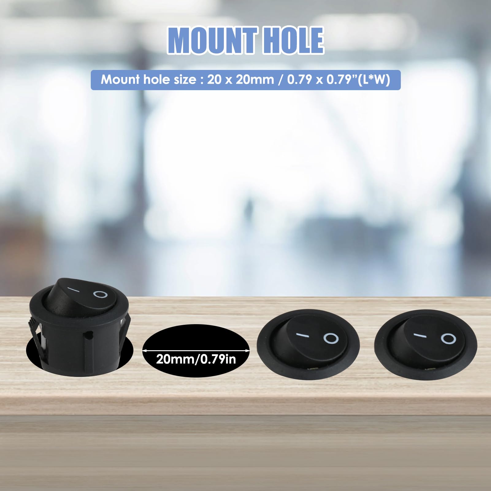 5 PEZZI NERO Pulsante SPST On/off Interruttore A Bilanciere Rotondo AC - Foto 11