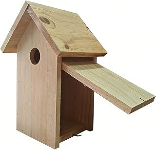 Unfinished Wooden Birdhouse for Small Wild Birds Like Sparrows and Finches Featuring Creative Painting Space Untreated Wood Bird Home