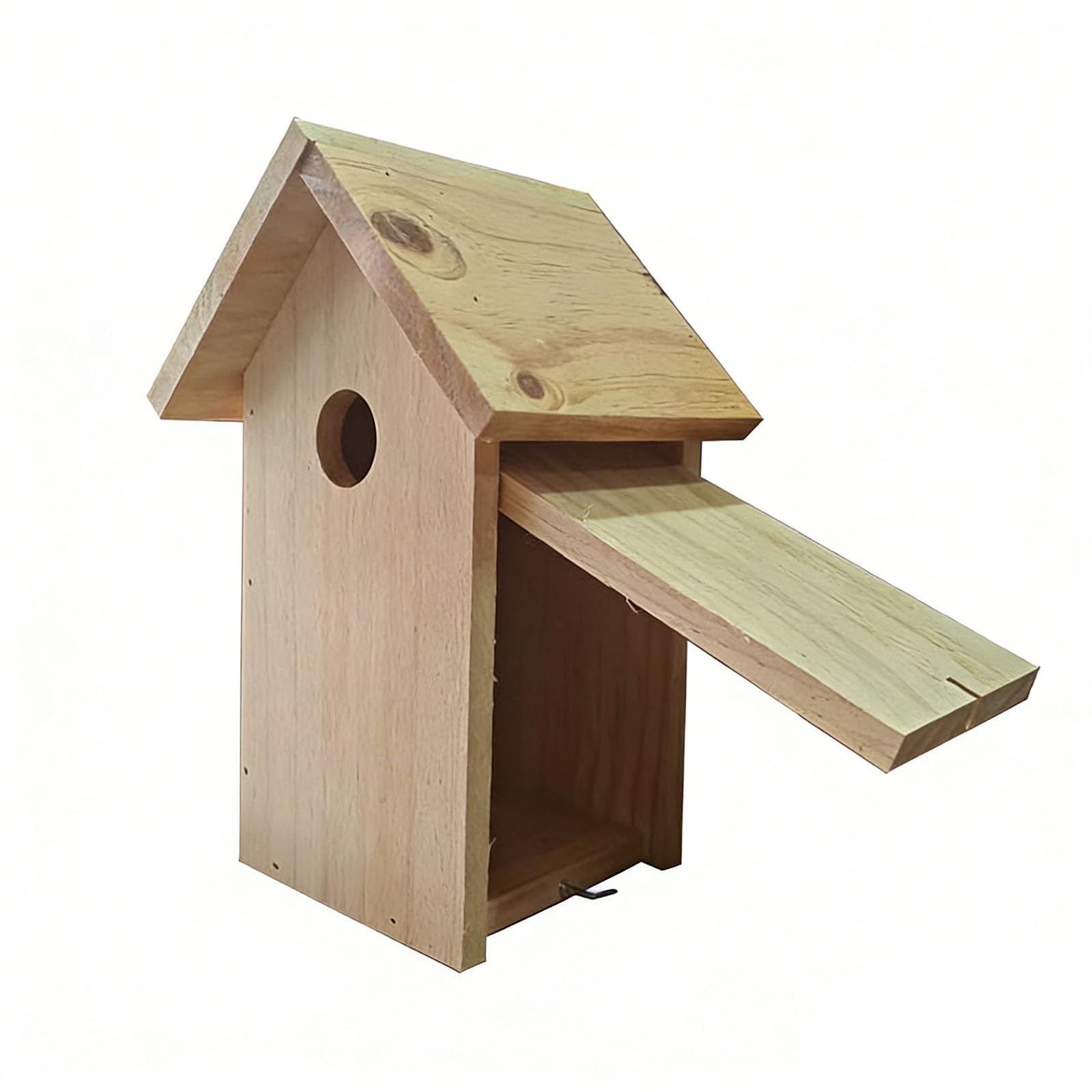 Genérico Casita para Pájaros De Madera Natural, Fabricada En Pino con Un Diseño Resistente A La Intemperie, Superficie Pintada Personalizable, Entrada De 3 Cm + Dimensiones De 26 X 14,5 X 12,3 Cm