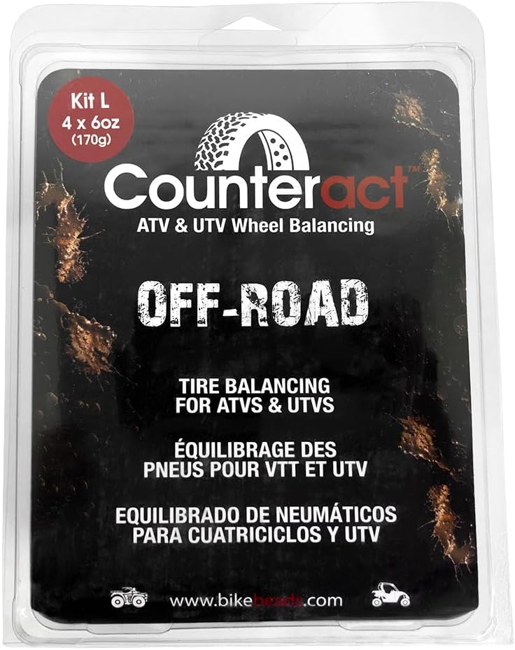 Counteract KIT-L ATV/UTV Do It Yourself Tire/Wheel Balancing Beads Kit - (4) 6oz DIY Bead Bags, (4) Valve Caps and Cores, (1) Core Remover, Injector Bottle