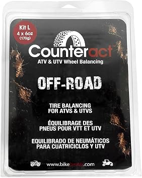 Counteract KIT-L ATV/UTV Do It Yourself Tire/Wheel Balancing Beads Kit - 4 6oz DIY Bead Bags, 4 Valve Caps and Cores, 1 Core Remover, Injector Bottle