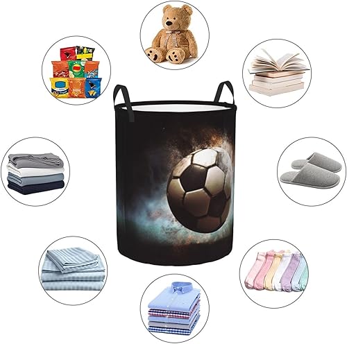 Miniatura 6 de Sport Soccer print Circular Hamper Waterproof Storage Bin Organizer Basket Laundry Hamper With Handles For Clothes Toys Medium