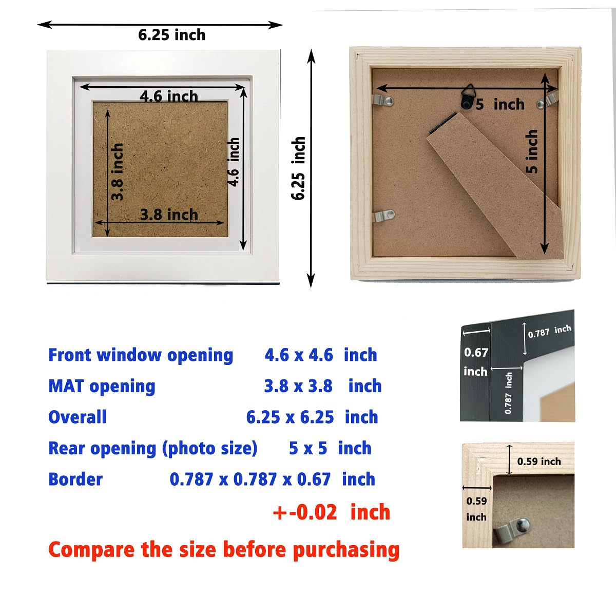 Amazon.co.jp: ZXT-parts 5x5 写真フレーム 4x4 オープニングマット5x5