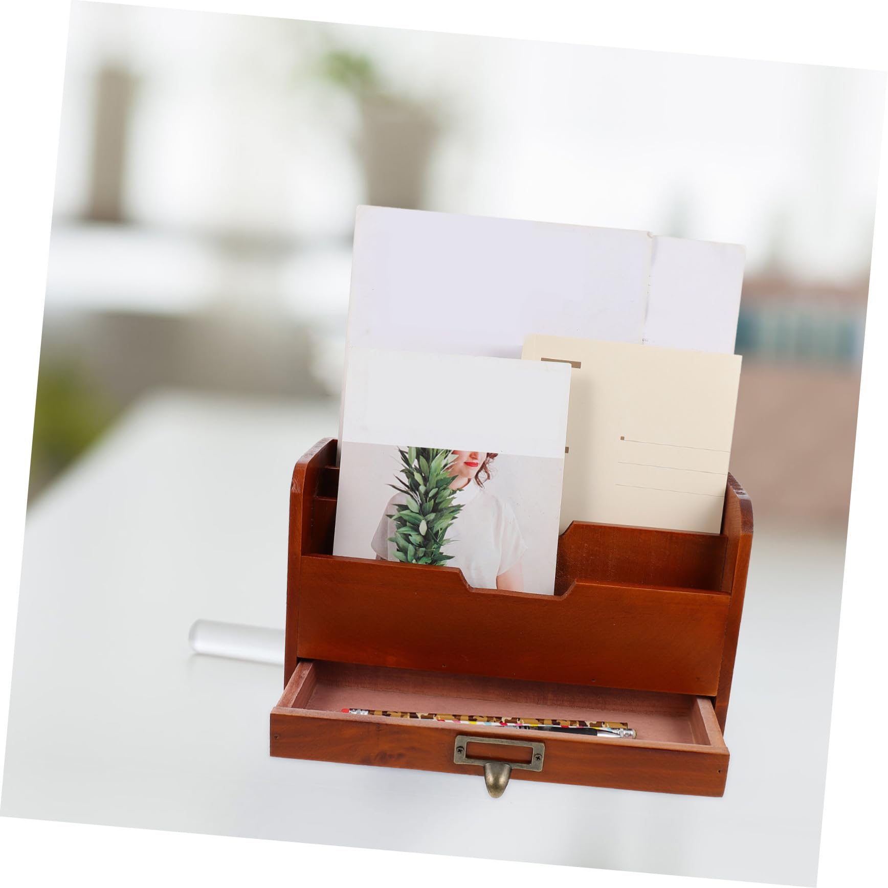 Supvox Holz Aufbewahrungsbox mit Schublade für Büro und Schmuck Stapelbar und Belastbar Praktische Schubladenstruktur für Schreibtisch und Ordnung