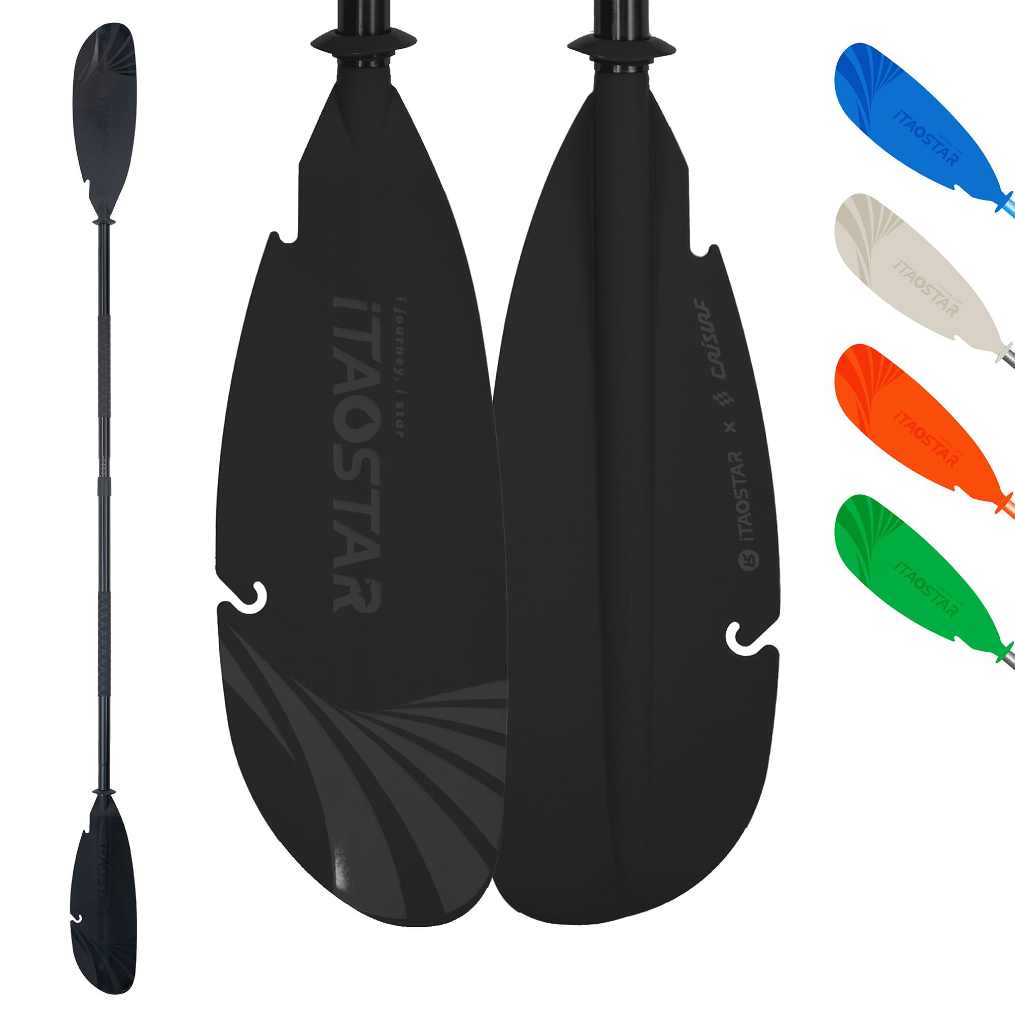 iTAOSTAR Adjustable Kayak Paddle, Aluminum Shaft and PP Blade, Floating Kayaking Oars with Anti-Freeze Grip &amp; Drip Rings, 2-Piece Lightweight Oar for Kayak Canoe Fishing – 225-235 cm (88.6-92.5 in)