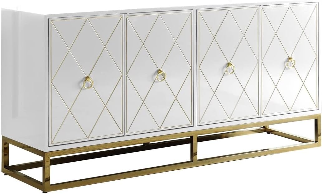 Best Master Furniture Tabitha High Gloss Lacquer Sideboard/Buffet, Grey