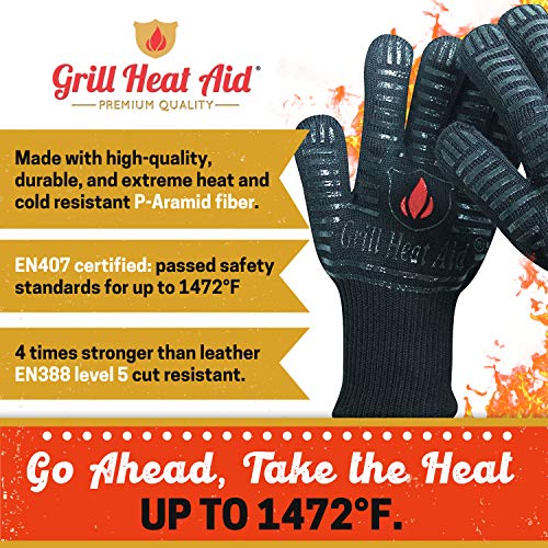 Grill Heat Aid FULL BLACK Bbq Gloves - Grill Gloves Heat Proof thumb #4