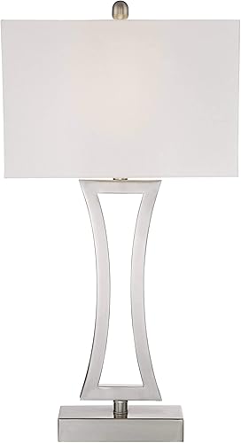 Miniatura 5 de 360 Lighting Roxie - Lámparas de mesa modernas con elevadores de mármol blanco de 31 pulgadas de alto, juego de 2 pantallas de tela rectangular de