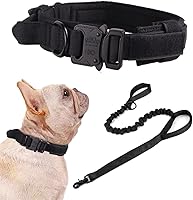 Vista 49 de Xqpetlihai Juego de collar y correa táctica para perro, collar ajustable de nailon militar para perro con mango de control y hebilla de metal