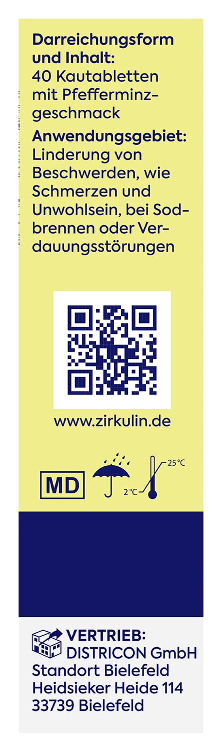 Zirkulin Magen Kautabletten 240 Stück - Pfefferminzgeschmack – Schnelle Linderung bei Sodbrennen und Magendruck – Hilfe gegen Verdauungsbeschwerden – für gezielte Magenunterstützung