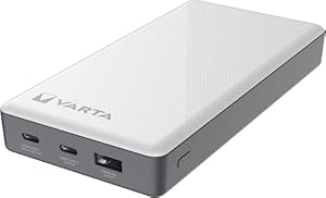 VARTA Power Bank 20000mAh, Powerbank Energy mit 3 Anschlüssen (2x USB C, 1x USB A), kompatibel mit Tablets & Smartphone, inkl. Micro USB Ladekabel
