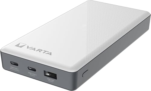 VARTA Power Bank 20000mAh, Powerbank Energy s 3 priključka (2x USB C, 1x USB A), kompatibilan s tabletima i pametnim telefonima, uključujući mikro USB kabel za punjenje