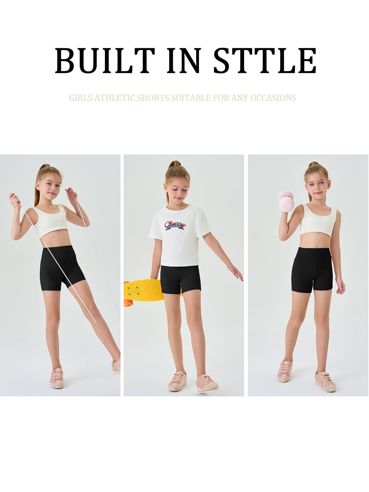 Haloumoning Pantaloncini sportivi da ragazza, per allenamento, a vita alta, da pallavolo, yoga, danza, ginnastica