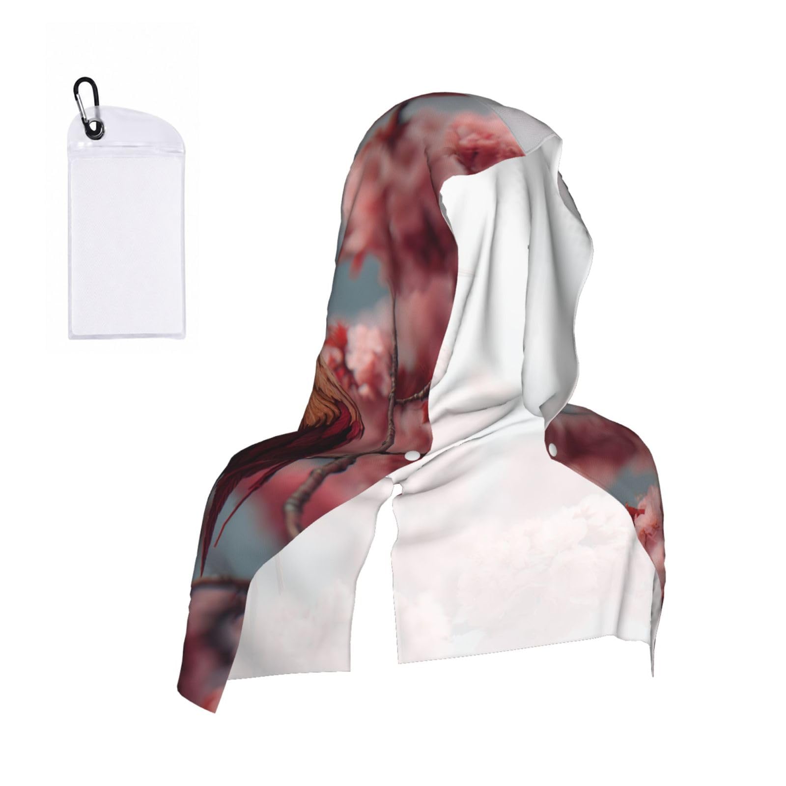 WXWJSHMGC Cherry Blossom Crane Print Cooling Hoodie Towel, Cooling Towels For Neck And Face Sun Protection Instant Cool Hoodie(Sport/Camping/Work Out/Hot Weather)