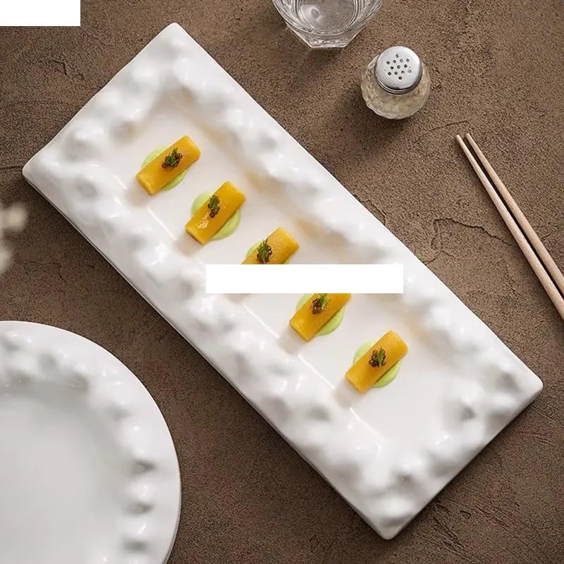 Talerze Ceramiczne Talerze Obiadowe Kreatywne Nieregularna Tekstura Gruby Talerz Do Zupy Talerz Deserowy Talerz Do Makaronu Sushi Talerze Restauracyjne Talerze Obiadowe，B 13.7 Inch
