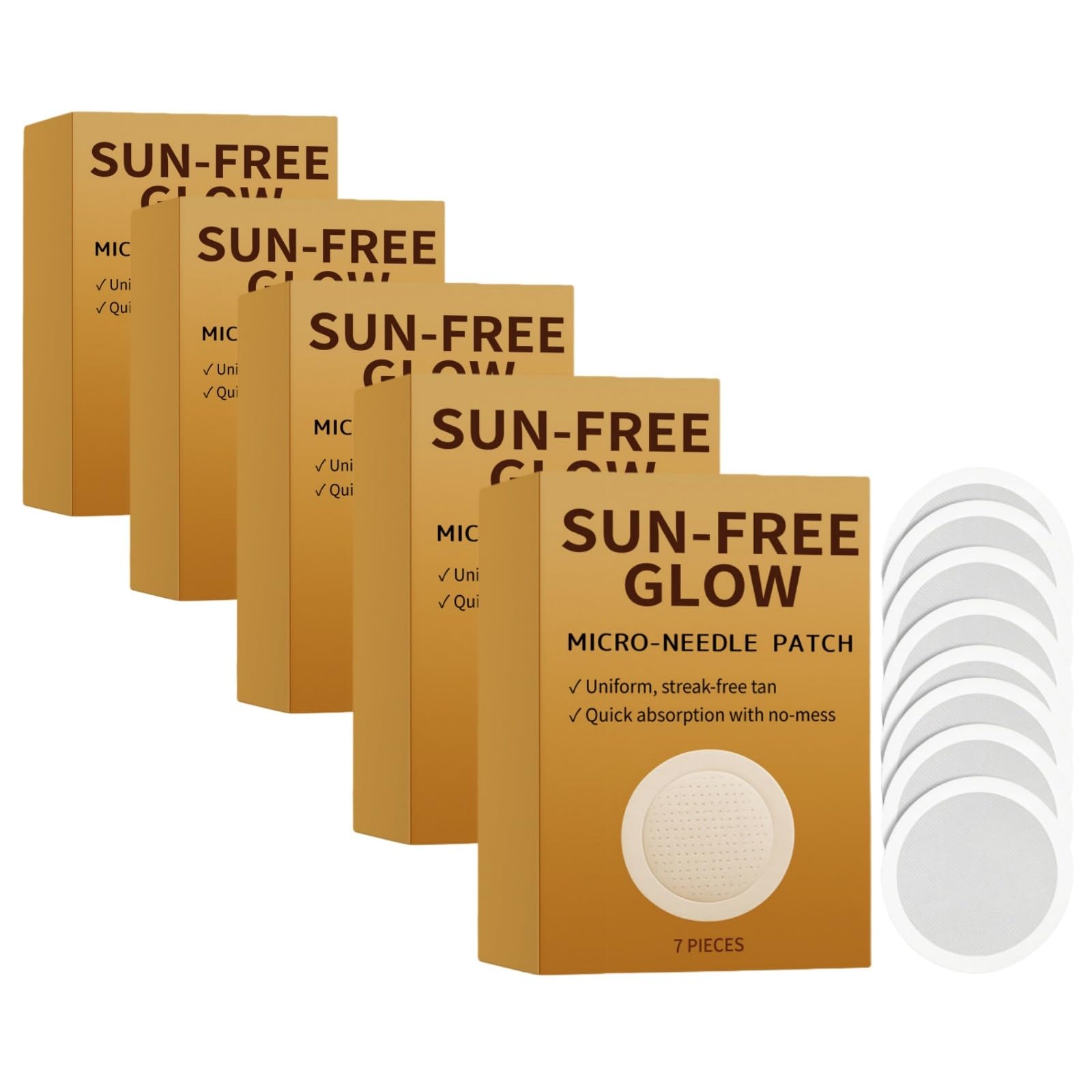 Nuevos parches autobronceadores de micro-agujas nano 2026, 7 parches para un bronceado sin sol | Parches autobronceadores sin costuras y no irritantes | Fórmula hidratante para una tez bronceada