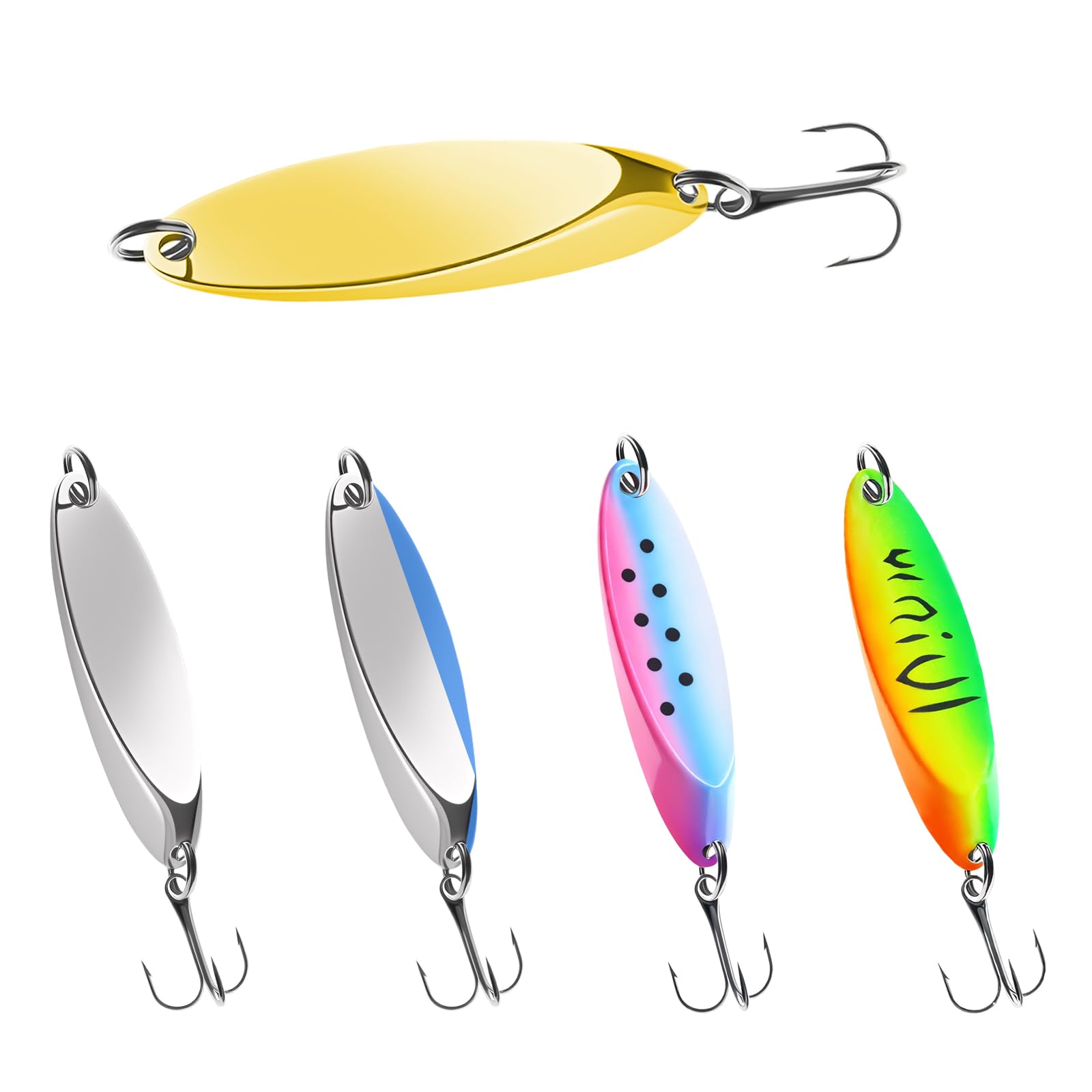 Fishing Lures Fishing Spoons, 5pcs/25pcs/30pcs/50pcs Trout Lures Bass Lures Hard Metal Spinner Baits for Salmon Bass Trout