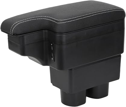 AULPHIKE Compatible with Nissan Versa Armrest 2007-2011 Car Center Console Organizer with 5 USB Can Use for Elbow RestBlack with White