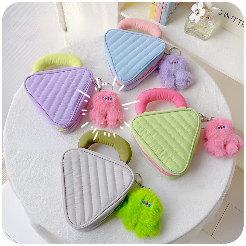 Miniatura 3 de Pequeña bolsa de cosméticos kawaii, bonita bolsa de maquillaje para mujer, bolsa organizadora de maquillaje de viaje con colgante (marrón)