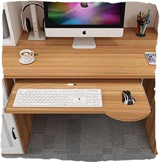 Under Desk Keyboard Tray, Under Desk Keyboard Platform Tray Pull Out Keyboard Drawer 24" Wood Desk Extender Tray Keyboard and Mouse Holder for Typing