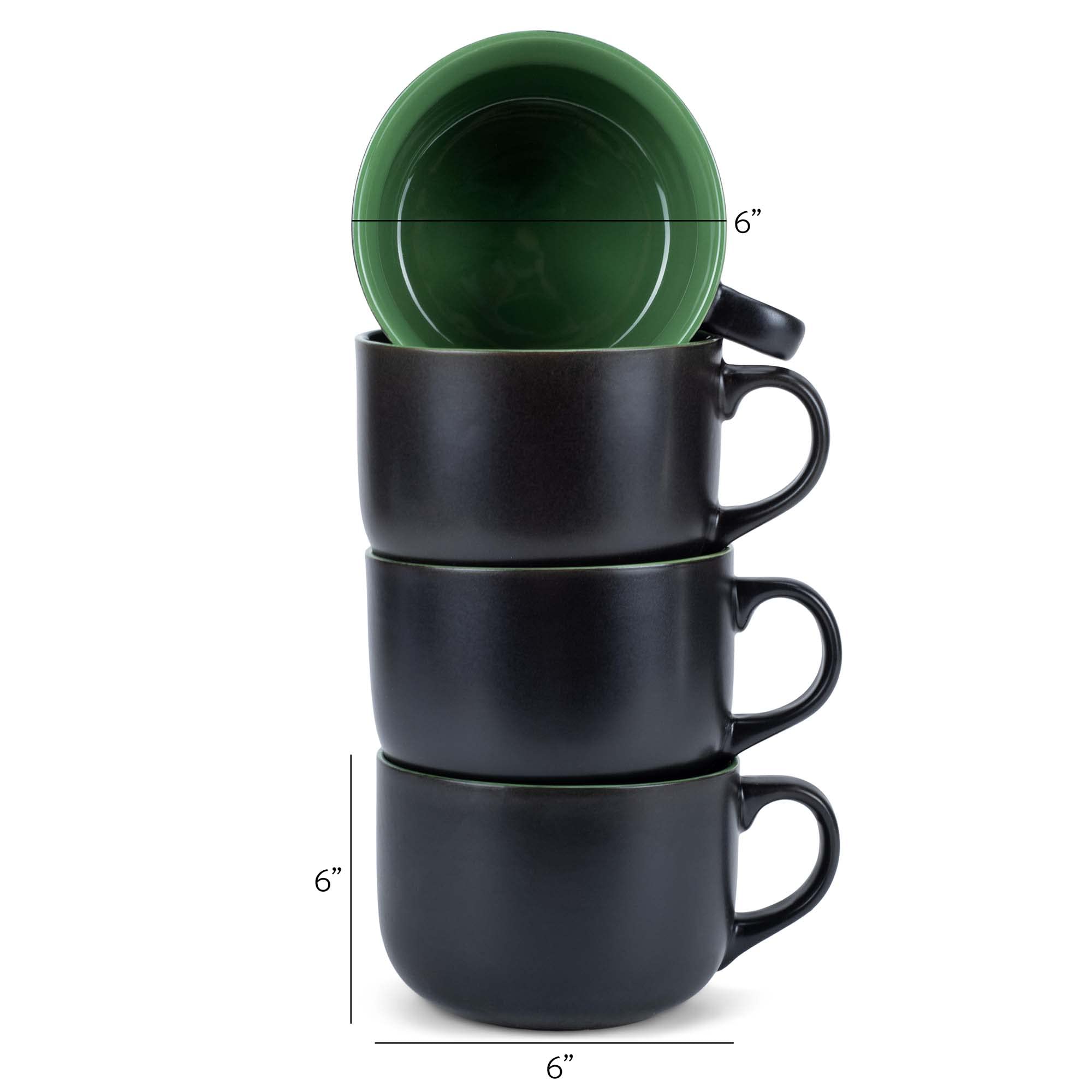 Elanze Designs Kolorowe Pop Green 680 ml błyszczące ceramiczne kubki Jumbo zestaw 4 szt