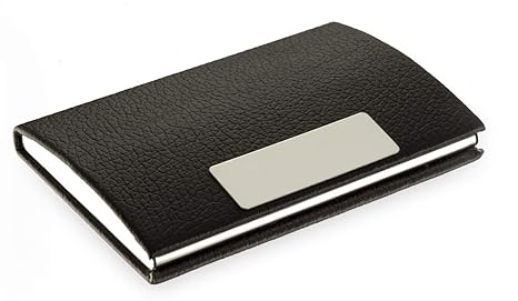 OFIXO Credit Card Holder Protector Stainless Steel Credit Card Wallet Slim Metal Credit Card Case for Women or Men (Black Visiting)