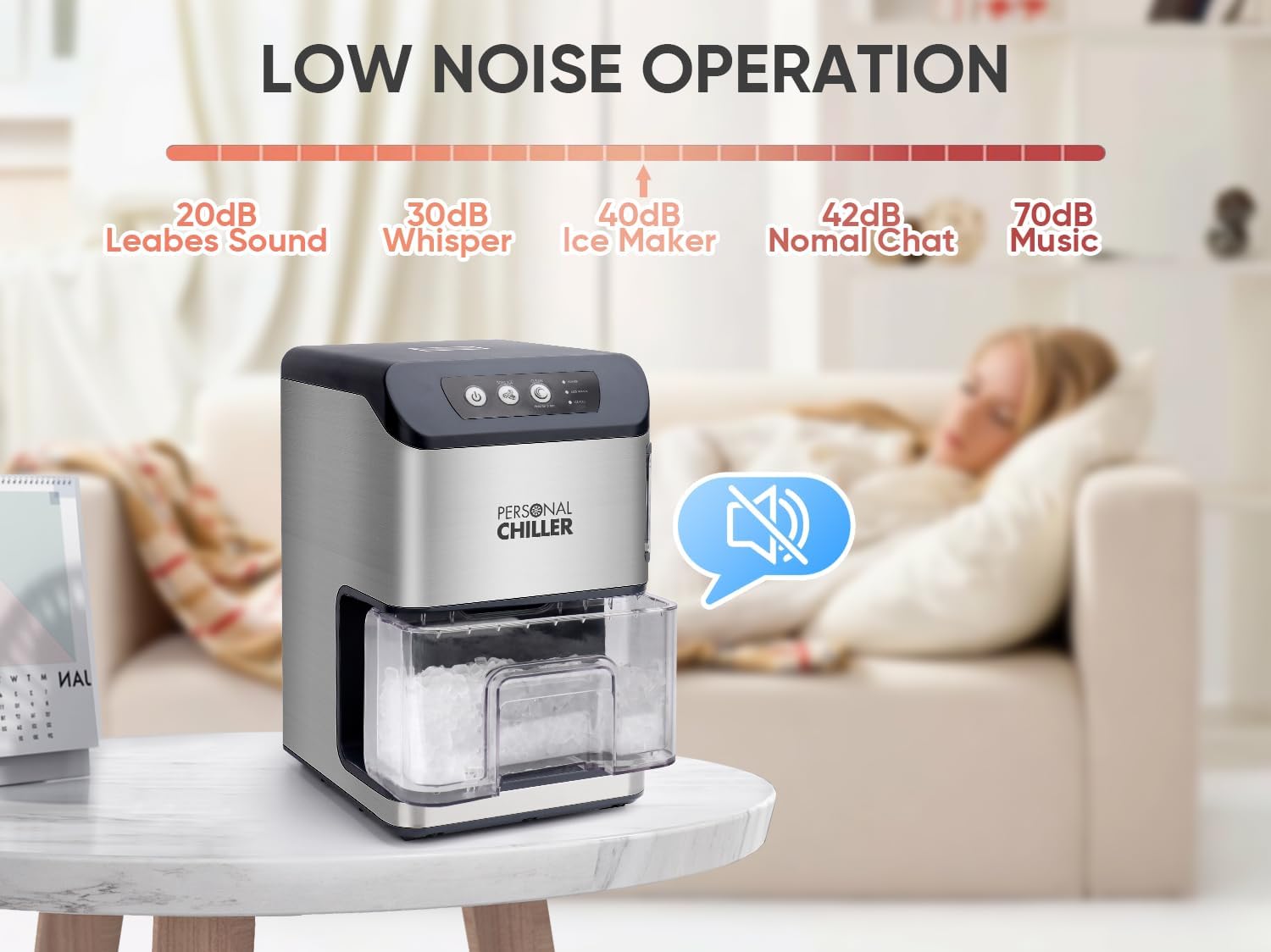 Personal Chiller Nugget Ice Maker Machine, 55lbs/24h Self-Cleaning Soft Ice Maker Machine, Chewable Ice Machine For Home Bar, Coffee Shop, Business on Fridge.com - View 4