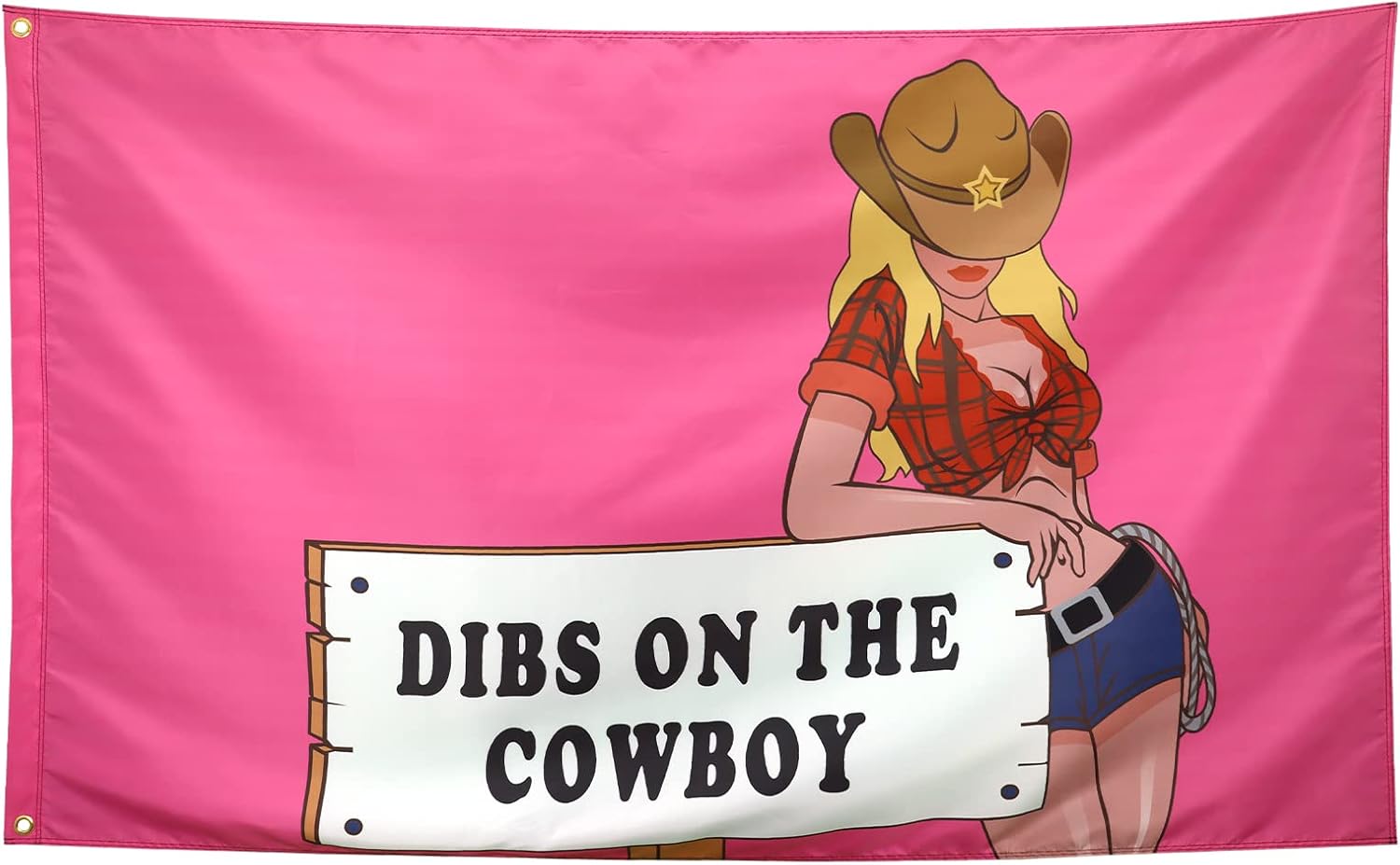 Seekamit Dibs On The Cowboy Flag Pink Funny College Dorm Flags for Girls Cool Girl Flags for Bedroom Room Wall Meme Flags Banner 3x5Ft Indoor Outdoor Garden : Patio, Lawn & Garden