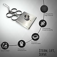 Vista 4 de Rattleware Anillos para huevos de acero inoxidable de grado comercial para freír huevos, anillos redondos de metal duraderos con mango resistente al