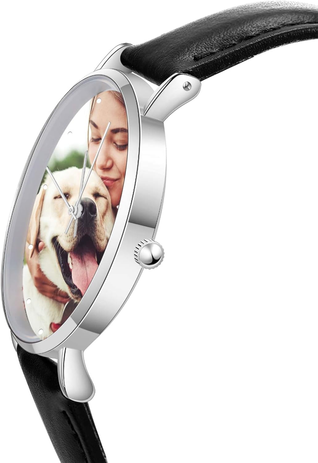 Gemszoo Personalized Picture Watch Custom Photo Watch PU Leather Strap Quartz Watch Gifts for Men Dad