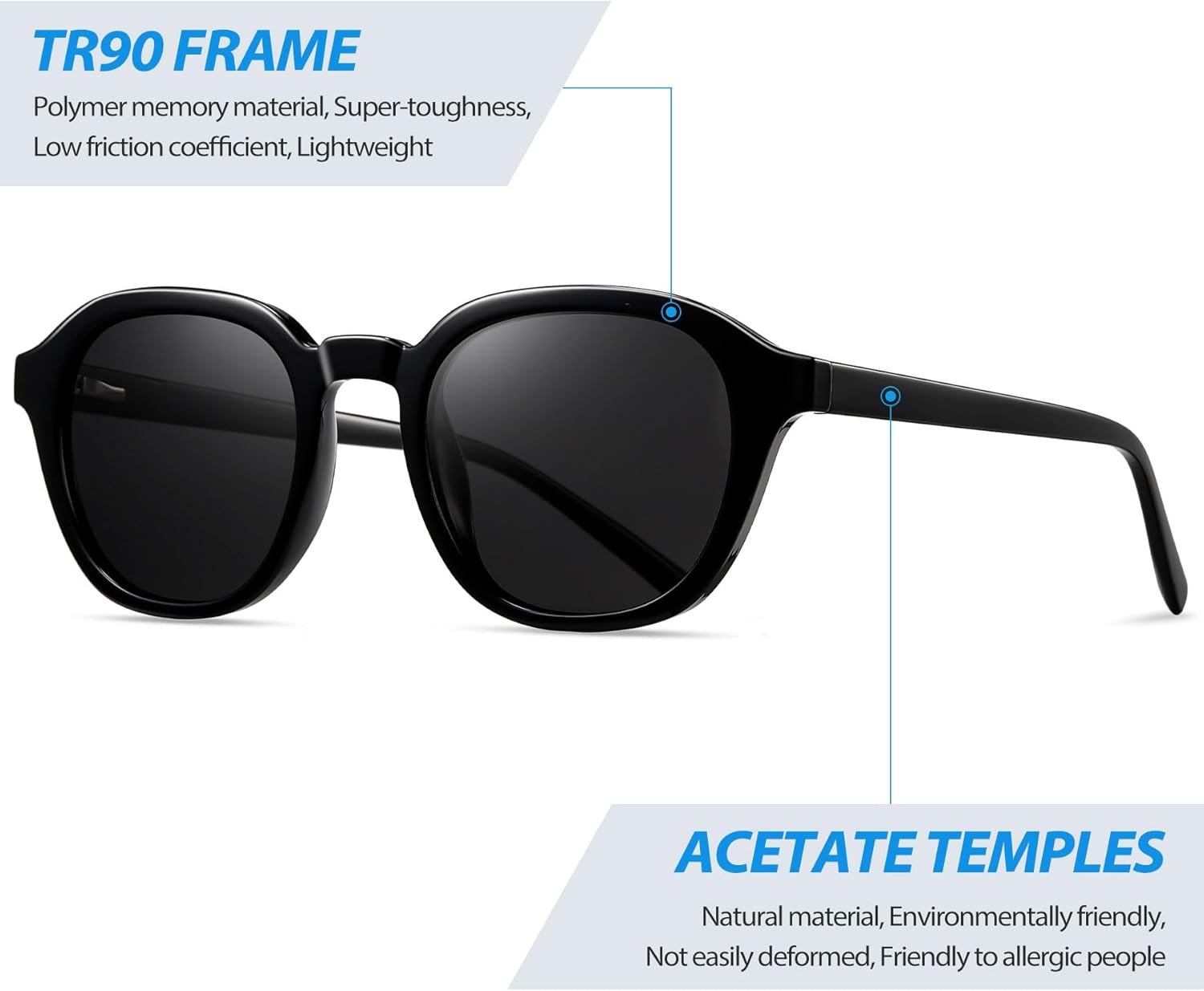 Joopin Polarized Square Sunglasses Women Men Trendy Acetate Sun Glasses UV Protection Retro Keyhole Shades - Image 3