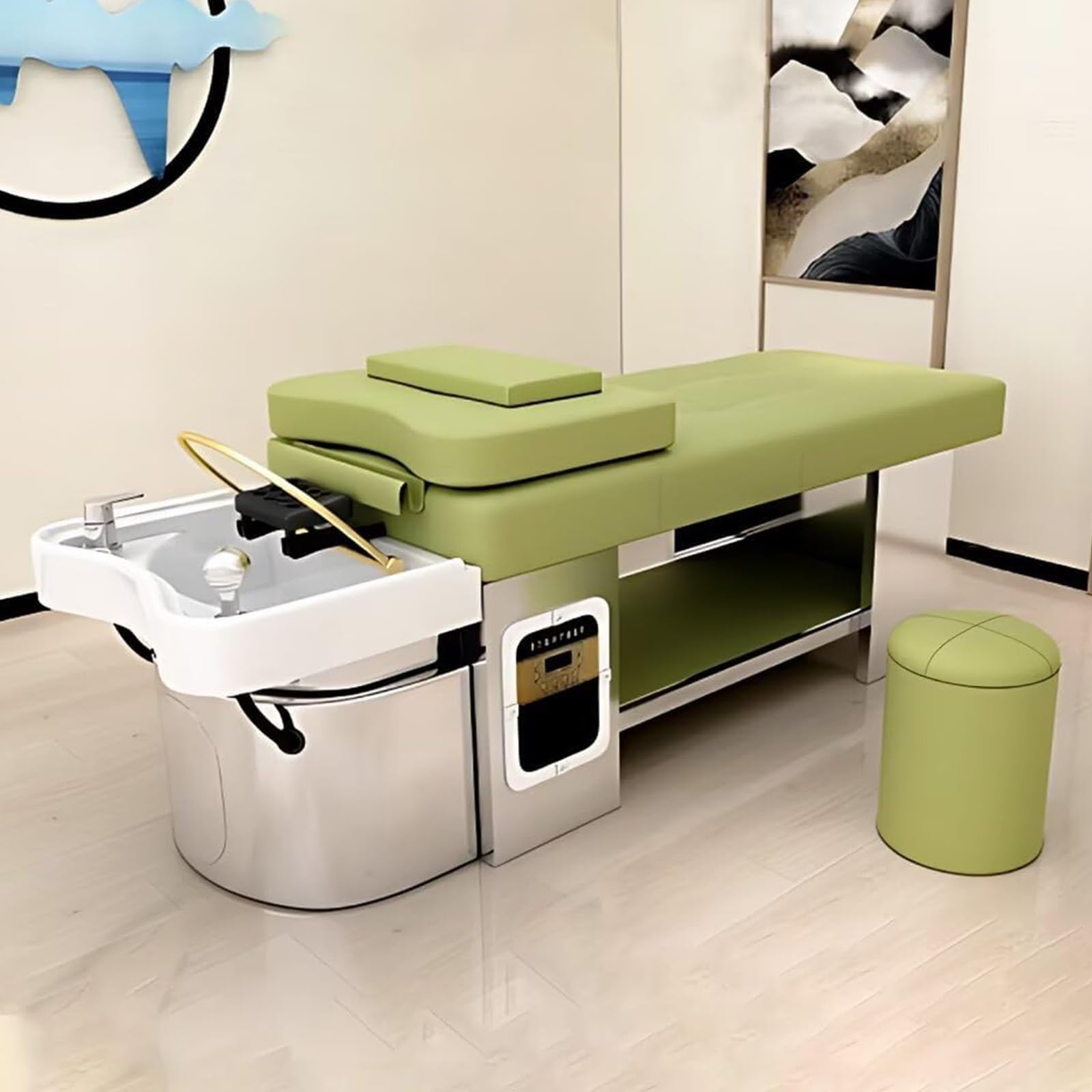 Professional Fumigation Beauty Massage Bed with Water Circulation Lattice Shampoo Facial Therapy Headrest