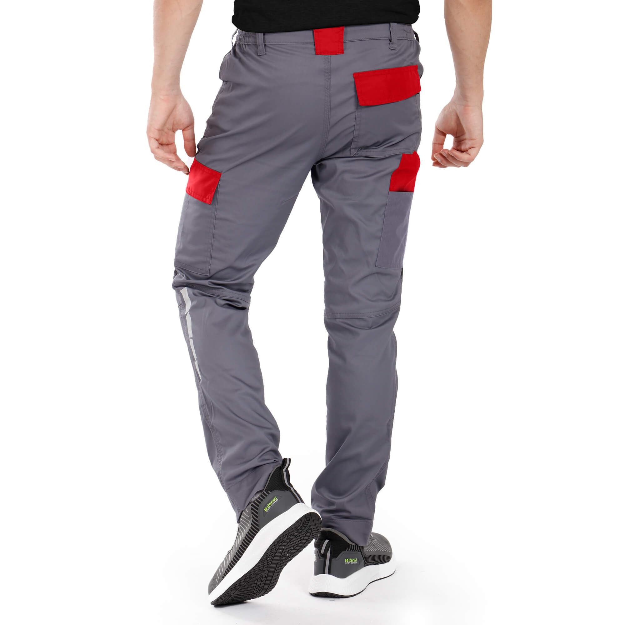 Stenso EOS Pantalon De Travail Homme - Pantalon Cargo Homme avec Deux Poches Avant, Poche Arrière, Poche Cargo, Ceinture Élastique, Fermeture Éclair YKK, Éléments Réfléchissants