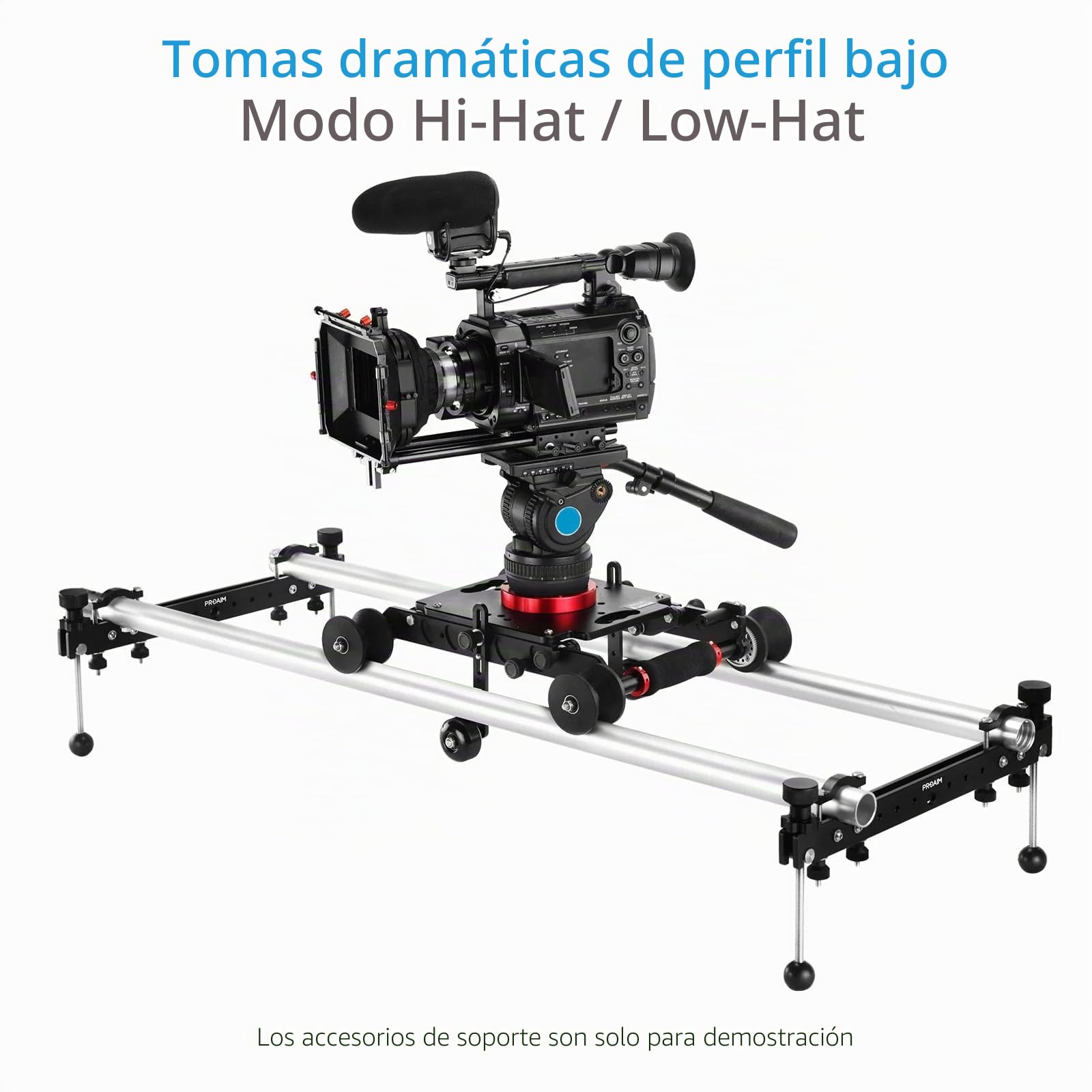 Proaim Fusion Slider Dolly con topes para Cine y vídeo | Funciona sobre raíles y superficies lisas, soporta hasta 45,3 kg y ofrece movimientos suaves de cámara.