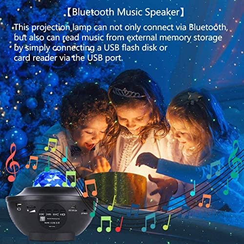 LED Star Light Projector, Starry Night Lights & Rotating Ocean Wave Music Projection Lamp with Bluetooth Speaker Remote for Baby Kids Children Bedroom Home Decoration Halloween Christmas Gifts