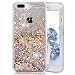 iPhone 7 Plus Case, SUPVIN Liquid Case Fashion Creative Design Flowing Liquid Floating Luxury Bling Glitter Sparkle with Rhinestone Diamond Pattern [TPU+PC] for iPhone 7 Plus (Diamond- Gold)