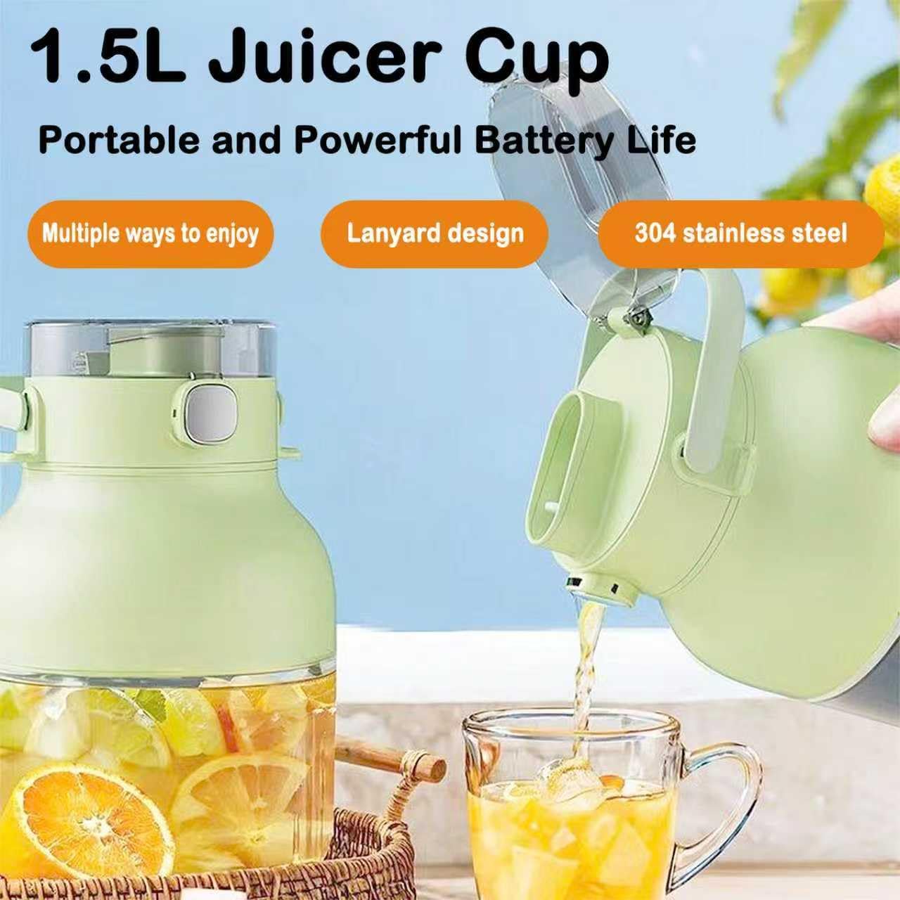 Portable Personal Blender, 1500ml Large Capacity, 30-Second Ice Crushing, Type-C Charging, Travel-Friendly with Straw Lid, Ideal for Gym/Office/Outdoor Use. (02 Pink)