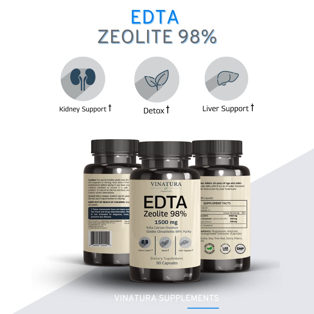 EDTA & Zeolite Pure Capsules 1500mg 1 Serving, USA