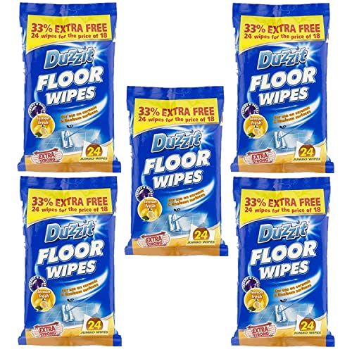 5 x 24 Pack Duzzit Floor Wipes Suitable For Ceramic And Linofeum Surfaces