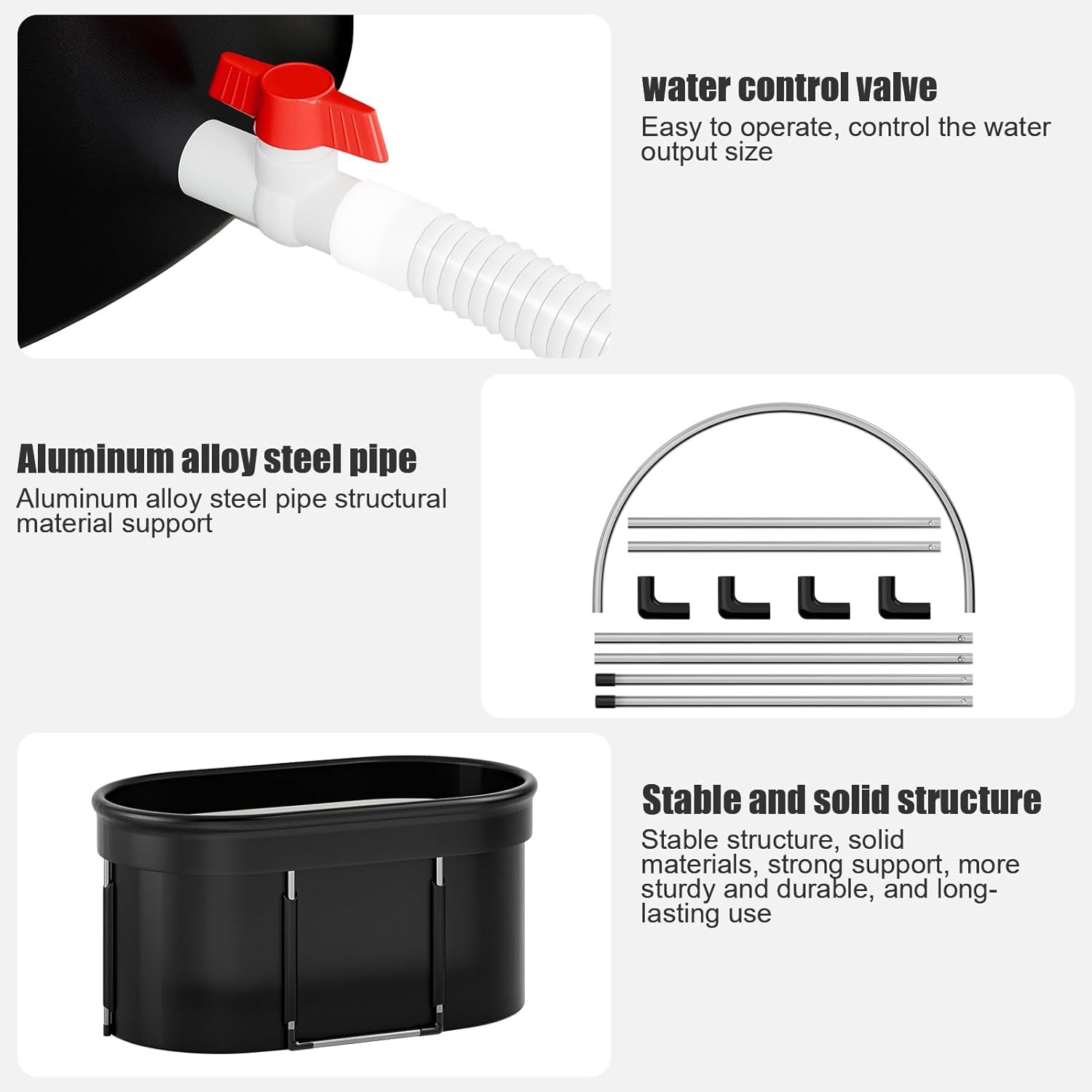 47" Oval Portable Ice Bath Tub, Portable Cold Plunge Tub with Thermal Lid, Insulated Cold Water Therapy Tub, Foldable Ice Soaking Tub for Outdoor & Indoor Recovery Black
