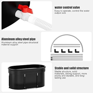 Extra-Large Cold Plunge Tub with Thermal Lid, Foldable Ice Bath Tub for Recovery, 110cm Plastic Barrel & 55cm Depth, Portable Insulated Soaking Tubs for Fitness & Soreness Relief Black