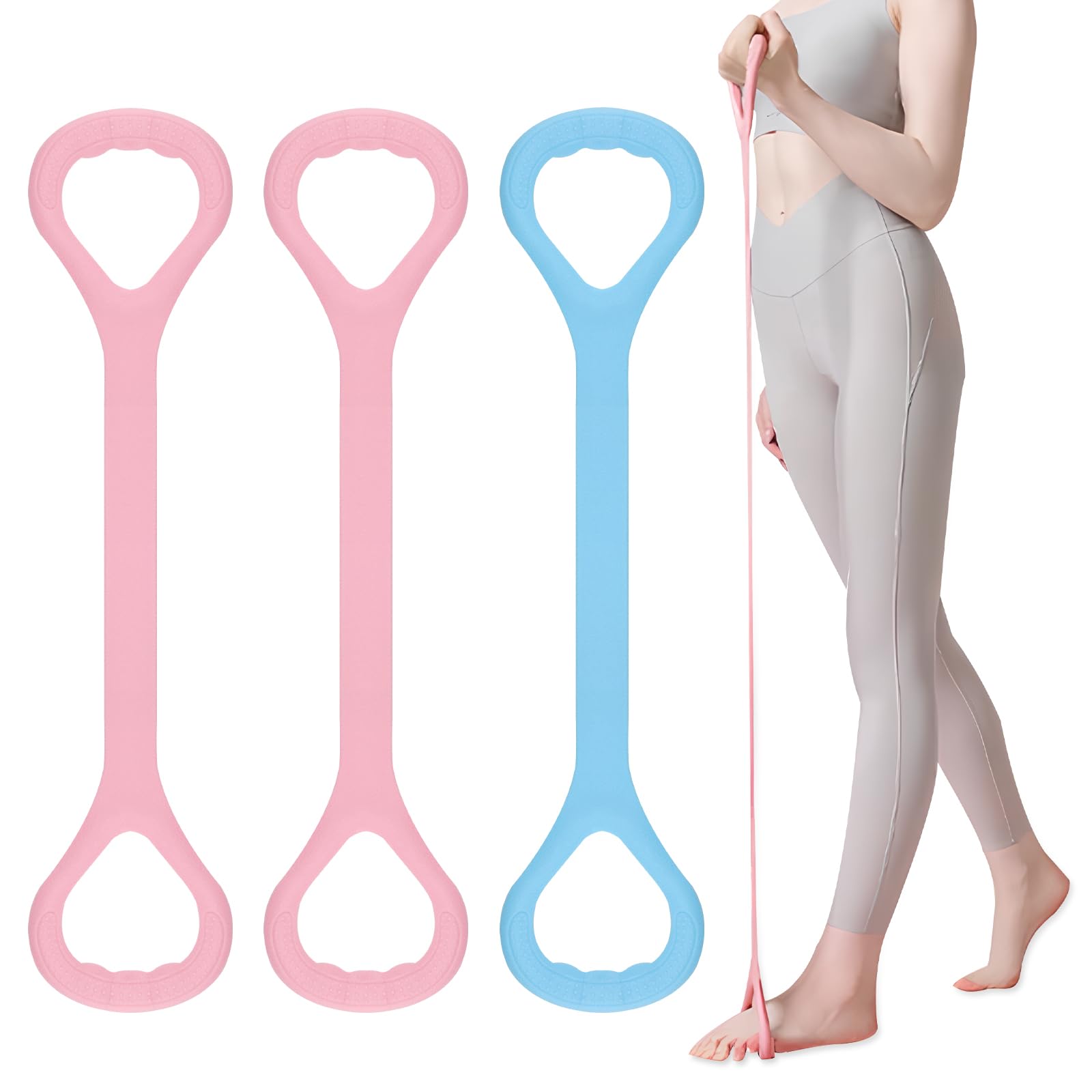 Yitexin 3 Pcs Figure 8 Resistance Band, Stretch Bands for Exercise, Stretch Strap for Arm Shoulder Back Chest Stretching, Elastic Rope Stretching Bands for Physical Therapy (3 pcs)