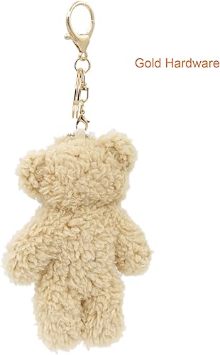 Miniatura 4 de Llavero de peluche de oso para niños con corazón morado de 5 pulgadas, mochila de peluche con colgante de bolso, regalo para niñas