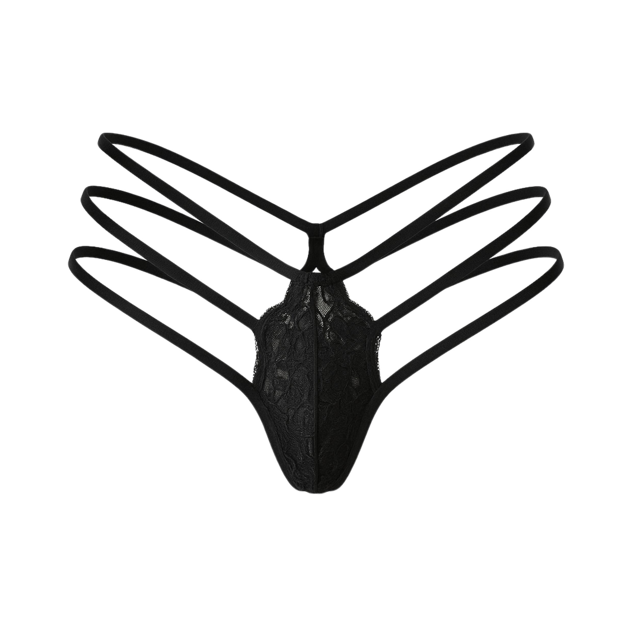 myza Women's Polyester and Spandex g stringthong Brief Panty(Pack of 1)(RIOE-PN-X8292) (Large, Black)-picture-48