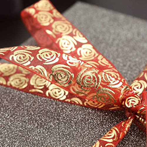 Meedee Valentine Ribbon For Gift Wrapping 6 Rolls 30 Yards Valentine's Day Ribbon Heart Ribbon Red Organza Ribbon Gold Foil Sheer Ribbon Happy Valentines Day Ribbon Thin Ribbon For Gift Wrapping #TOP6